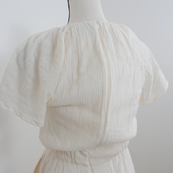 Objects Without Meaning Cream Gauze Short Sleeve Skinny Leg Size Small Jumpsuit - Picture 15 of 16